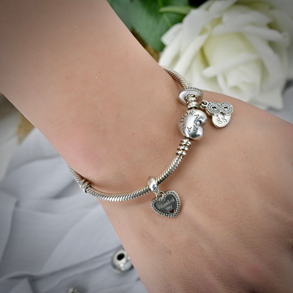 Pandora Sterling Silver 925 ALE 6" Kids Starter Charm Bracelet Heart Closure